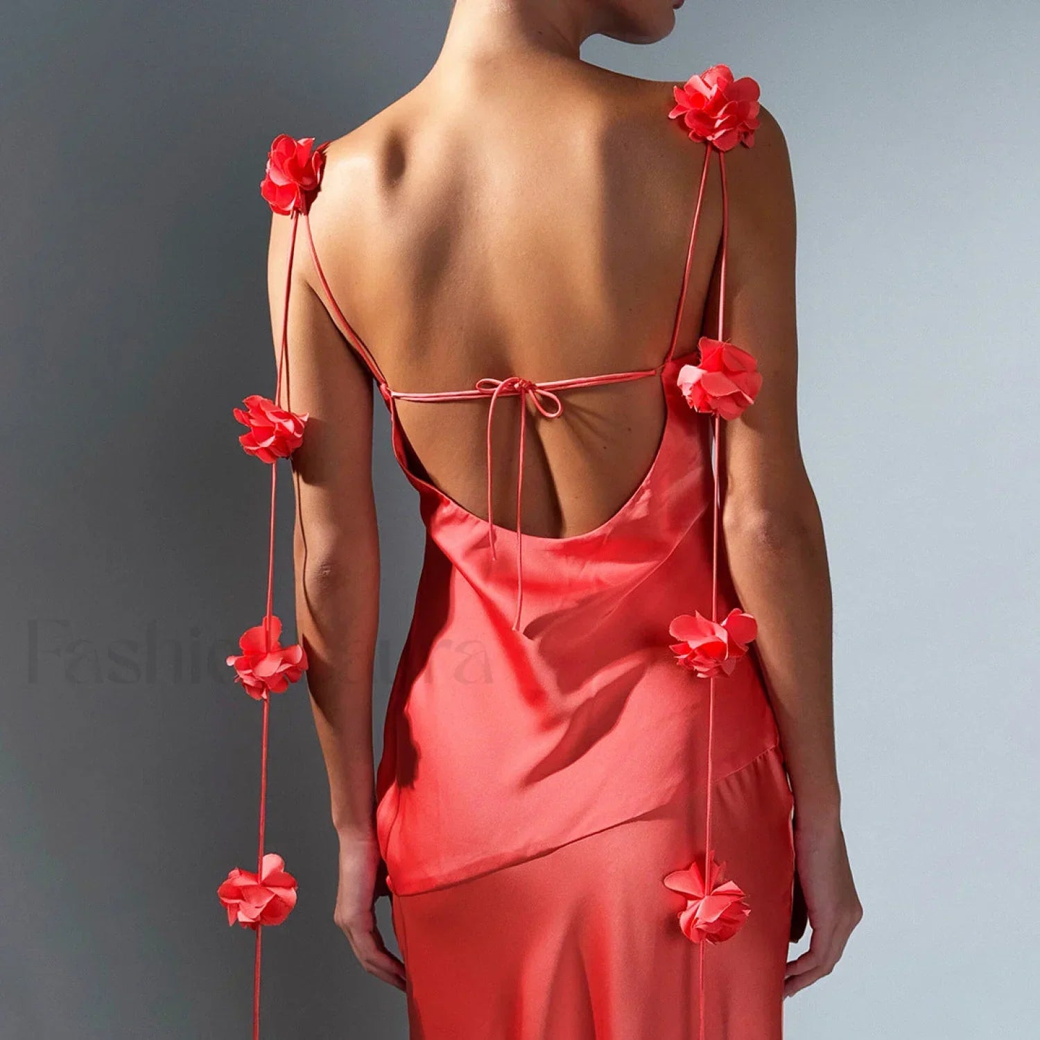 Floral Spaghetti Strap Backless Hip Wrap Mermaid Maxi Dress
