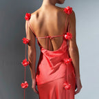 Floral Spaghetti Strap Backless Hip Wrap Mermaid Maxi Dress