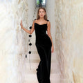 Floral Spaghetti Strap Backless Hip Wrap Mermaid Maxi Dress