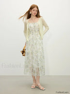 Floral Strappy X-line Midi Dress