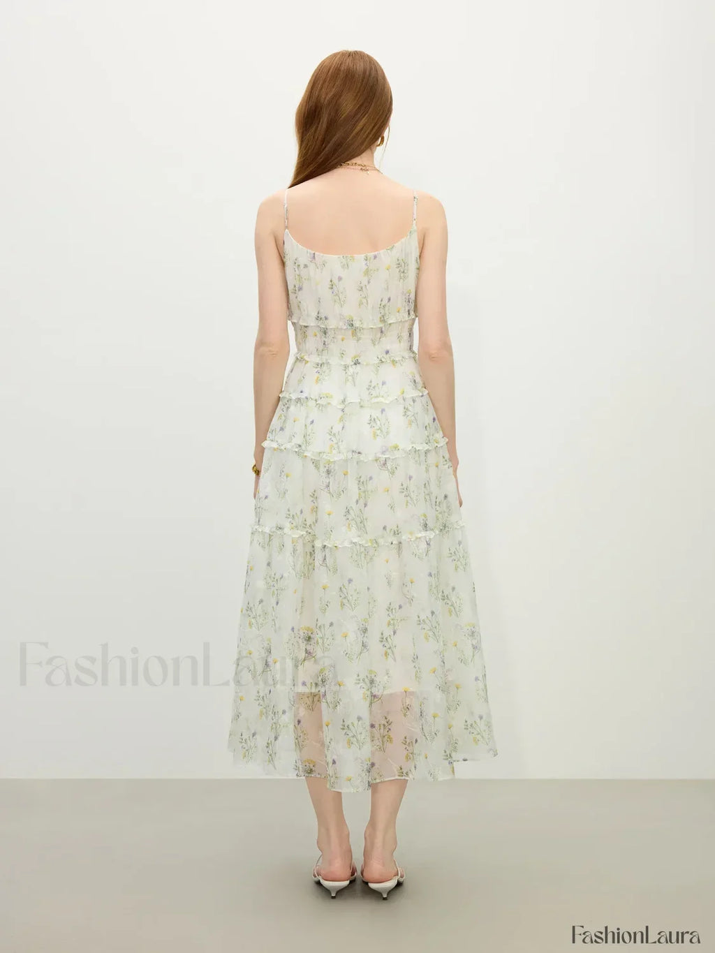 Floral Strappy X-Line Midi Dress