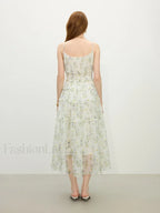 Floral Strappy X-Line Midi Dress