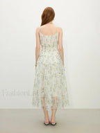 Floral Strappy X-line Midi Dress