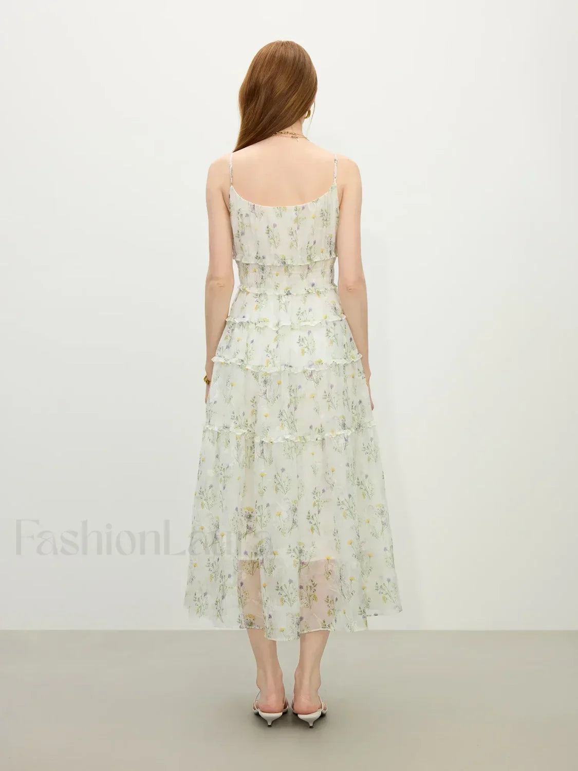 Floral Strappy X-line Midi Dress