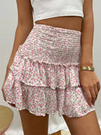 Floral Tiered High Waist Skirt