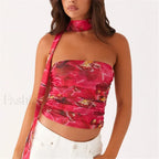 Floral Tube Strapless Crop Top