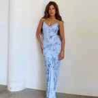 Floral V-neck Slim Maxi Floral Dress