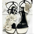 Flower Designer Slingback Summer Elegant Party Wedding Floral Stiletto High Heel