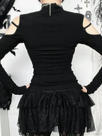 Flower Square Collar Knitted Top
