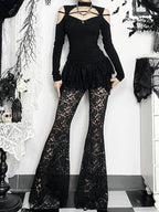 Flower Square Collar Knitted Top