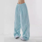 Fluorescent Drawstring Wide Leg Cargo Pant