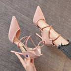 Four Seasons Suede High Heels 9cm New Pointed Stiletto Black Wedding Bridal High Heel
