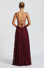 The Clara — Lace Maxi Dress with Open Back
