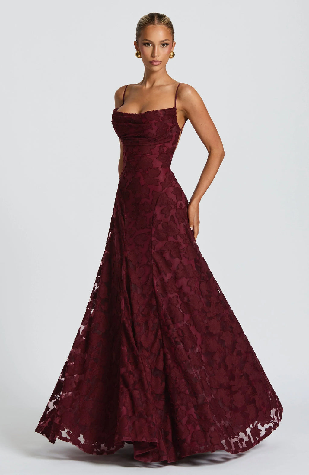The Clara — Lace Maxi Dress with Open Back