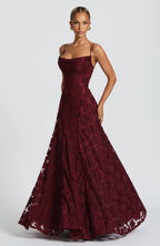 The Clara — Lace Maxi Dress with Open Back