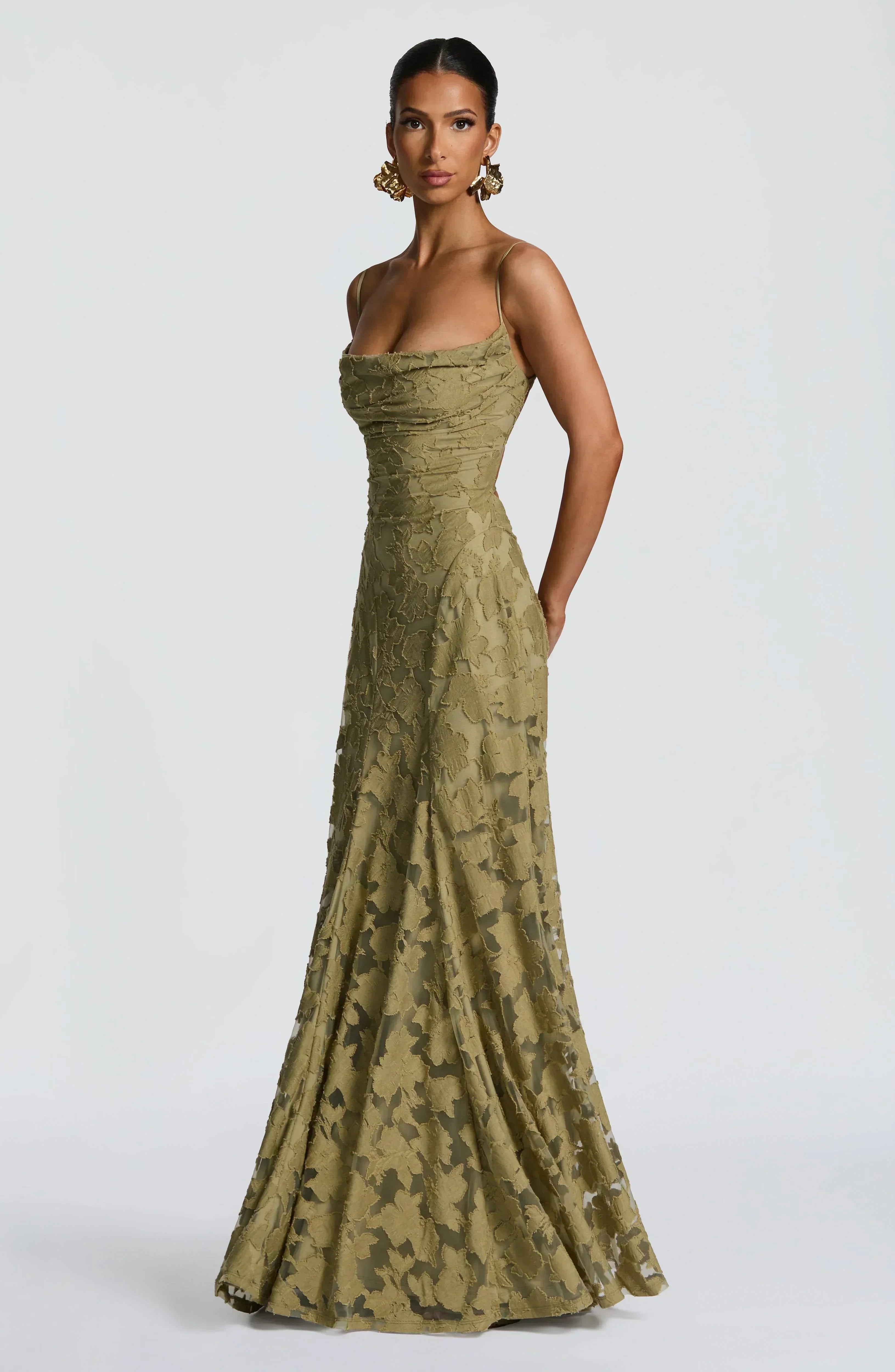 The Clara — Lace Maxi Dress with Open Back