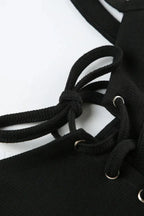 Black V-Neck Spaghetti Strap High Slit Waist Wrap Maxi Dress