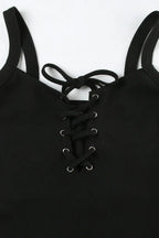 Black V-Neck Spaghetti Strap High Slit Waist Wrap Maxi Dress