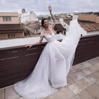 French V-Neck Long Sleeve Wedding Dress