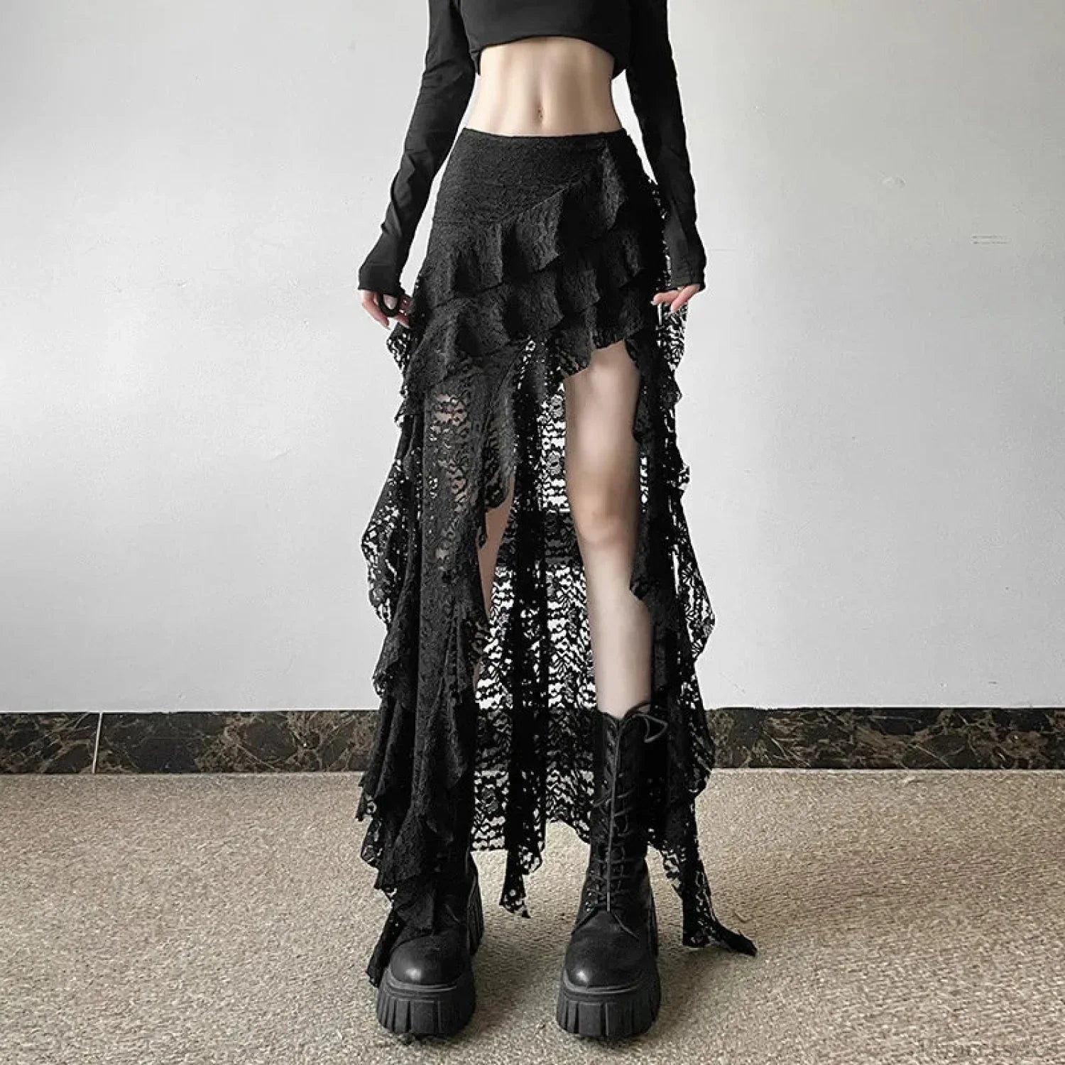 Frilly Patchwork Mini Skirt
