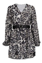 Melisa Timeless Printed Chiffon V Neck Mini Dress with Belt Designer Edit