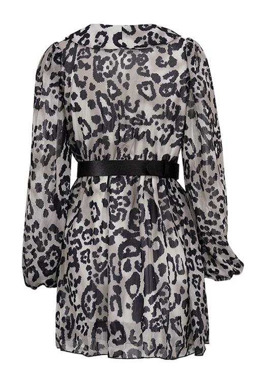 Melisa Timeless Printed Chiffon V Neck Mini Dress with Belt Designer Edit