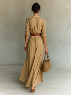 | Long Sleeve Belted Maxi Dress