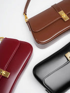 Genuine Leather Baguette Shoulder Bag