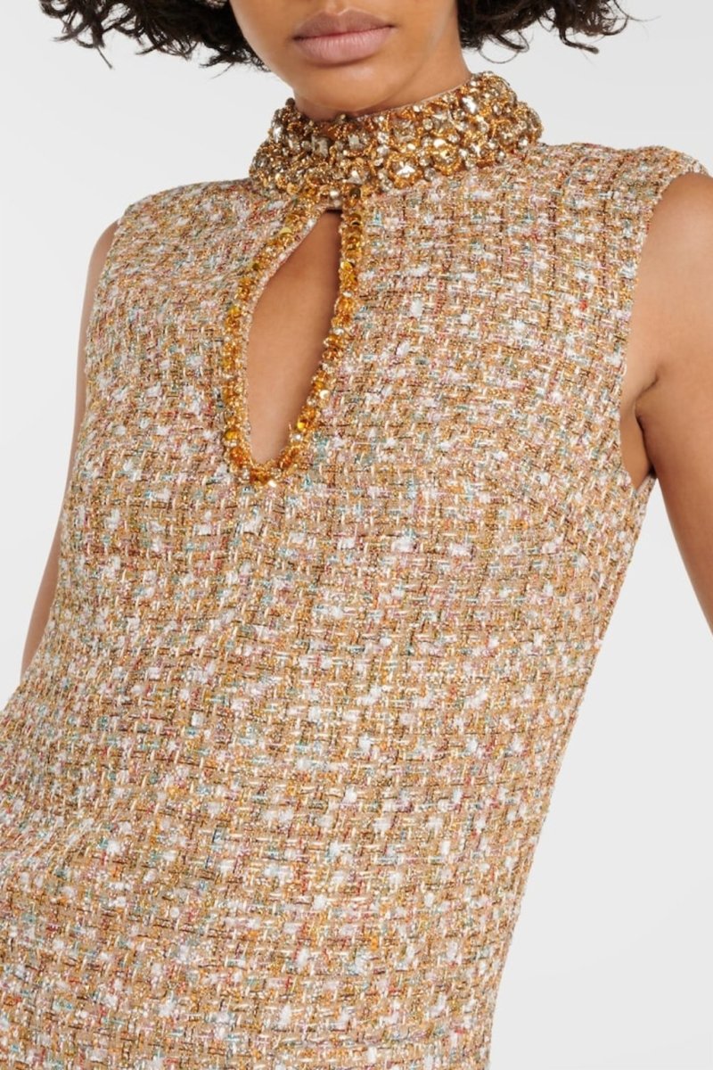 | Mini Tweed Dress with Embellishment