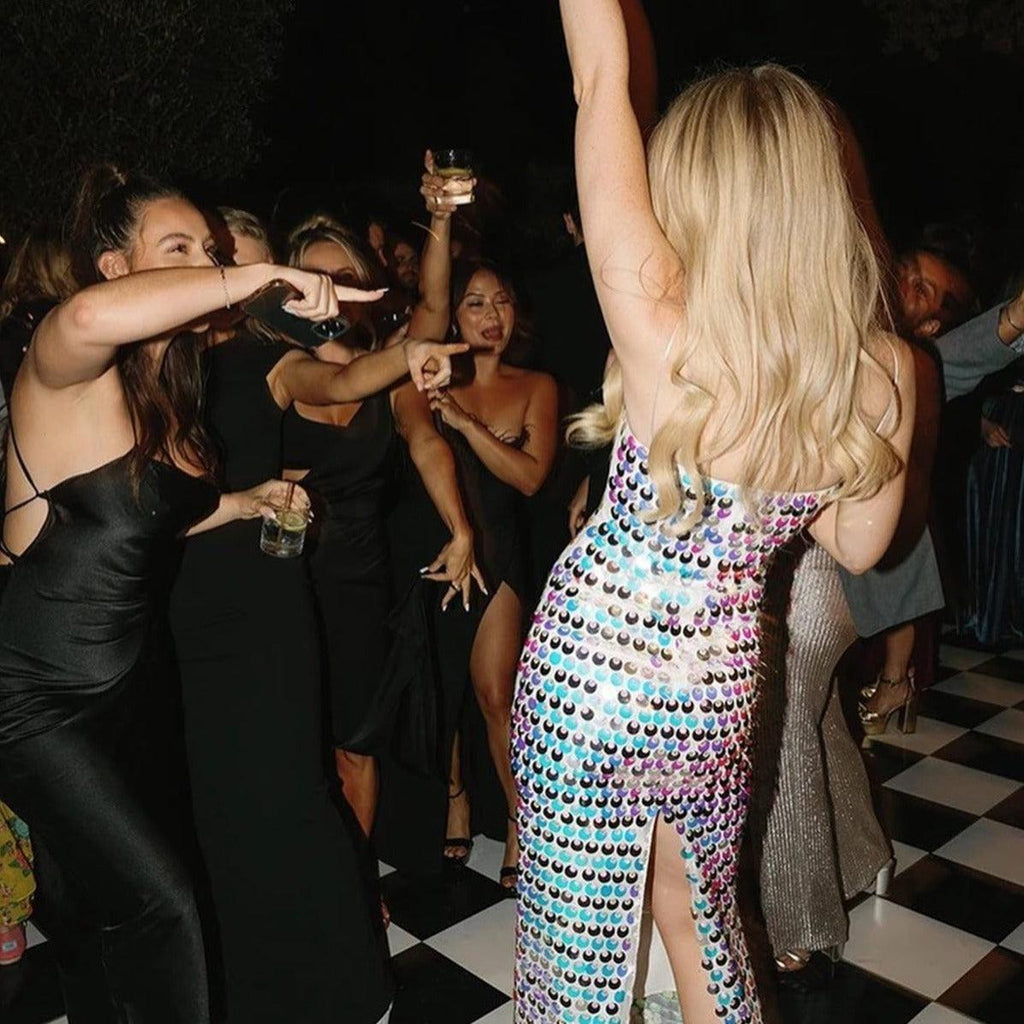 Attention Hologram Sequin Midi Dress