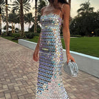 Attention Hologram Sequin Midi Dress