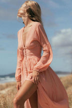 Nicolasa Statement Pleated V Neck Milkmaid Maxi Dress Boutique Collection