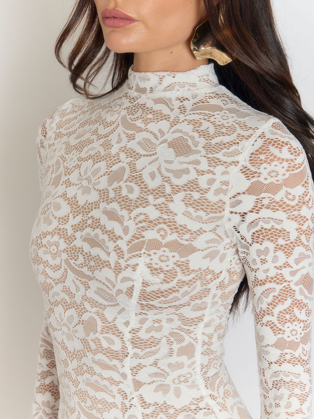 Giulia High Collar Lace Midi Dress