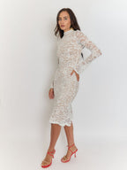 Giulia High Collar Lace Midi Dress
