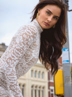 Giulia High Collar Lace Midi Dress