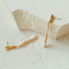 Two Tone 18K Gold Plated Baroque Pearl Drop Earrings
