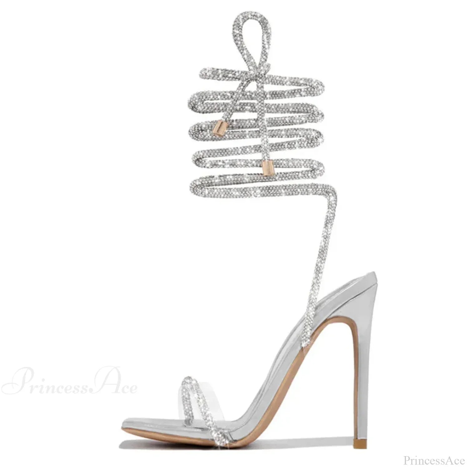 Gold Crystal Ankle Cross-Strap Sexy Open-Toe Club Summer Party Banquet High Heel
