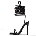 Gold Crystal Ankle Cross-Strap Sexy Open-Toe Club Summer Party Banquet High Heel