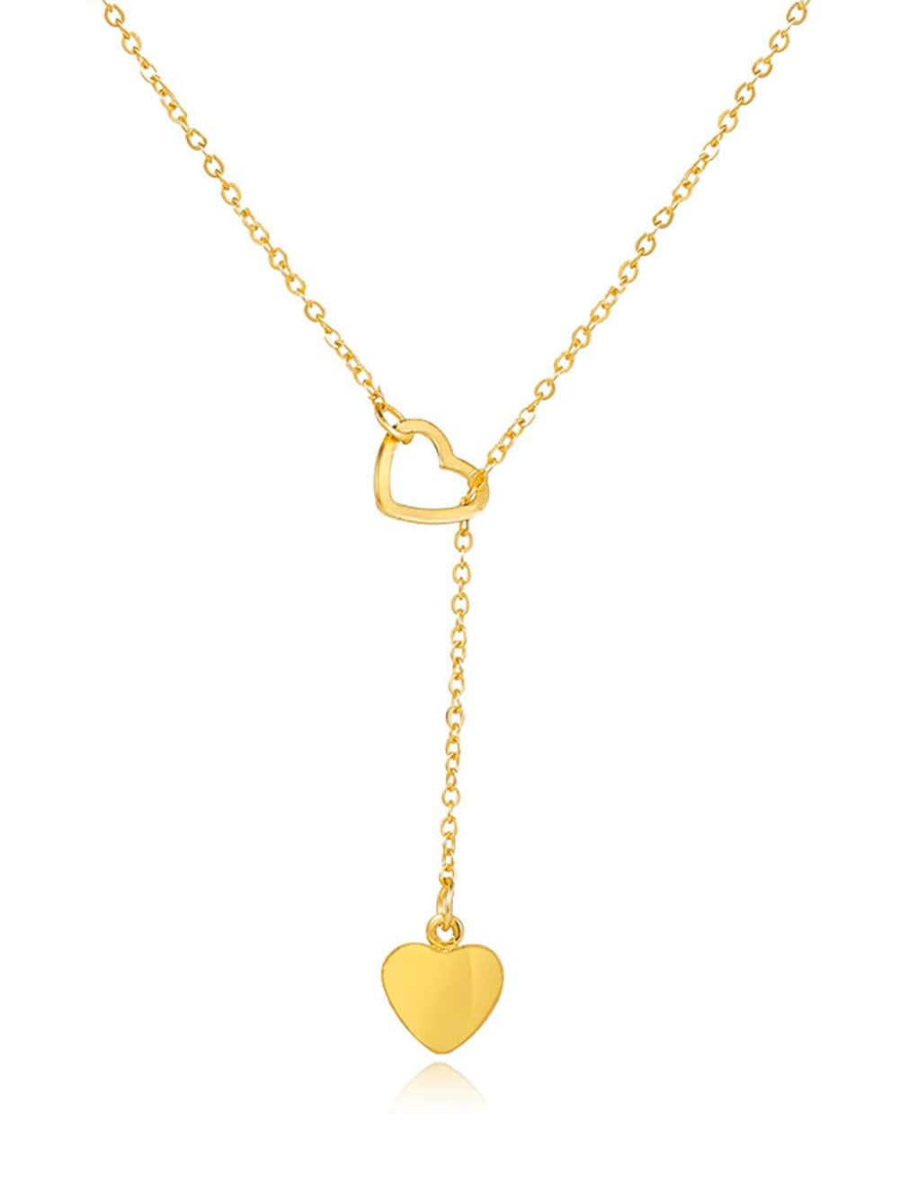 Heart Lariat Necklace with Patchwork Design