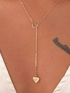 Heart Lariat Necklace with Patchwork Design