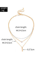 Gold Double-Layer Rhinestone Pendant Necklace