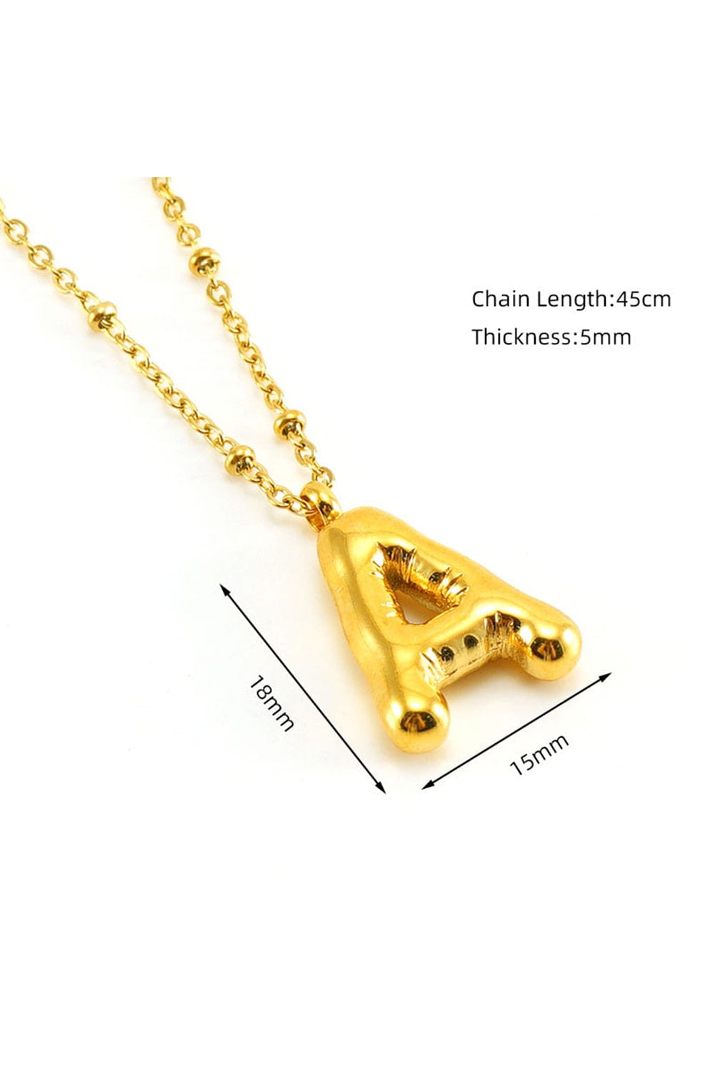 Gold A-Shape Alloy Pendant Necklace