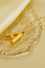 Gold A-Shape Alloy Pendant Necklace