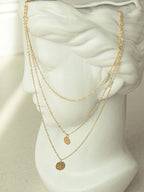 Layered Copper Pendant Necklace with Multiple Chains in Gold
