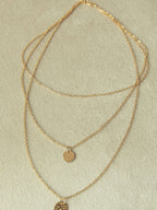 Layered Copper Pendant Necklace with Multiple Chains in Gold