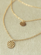 Layered Copper Pendant Necklace with Multiple Chains in Gold