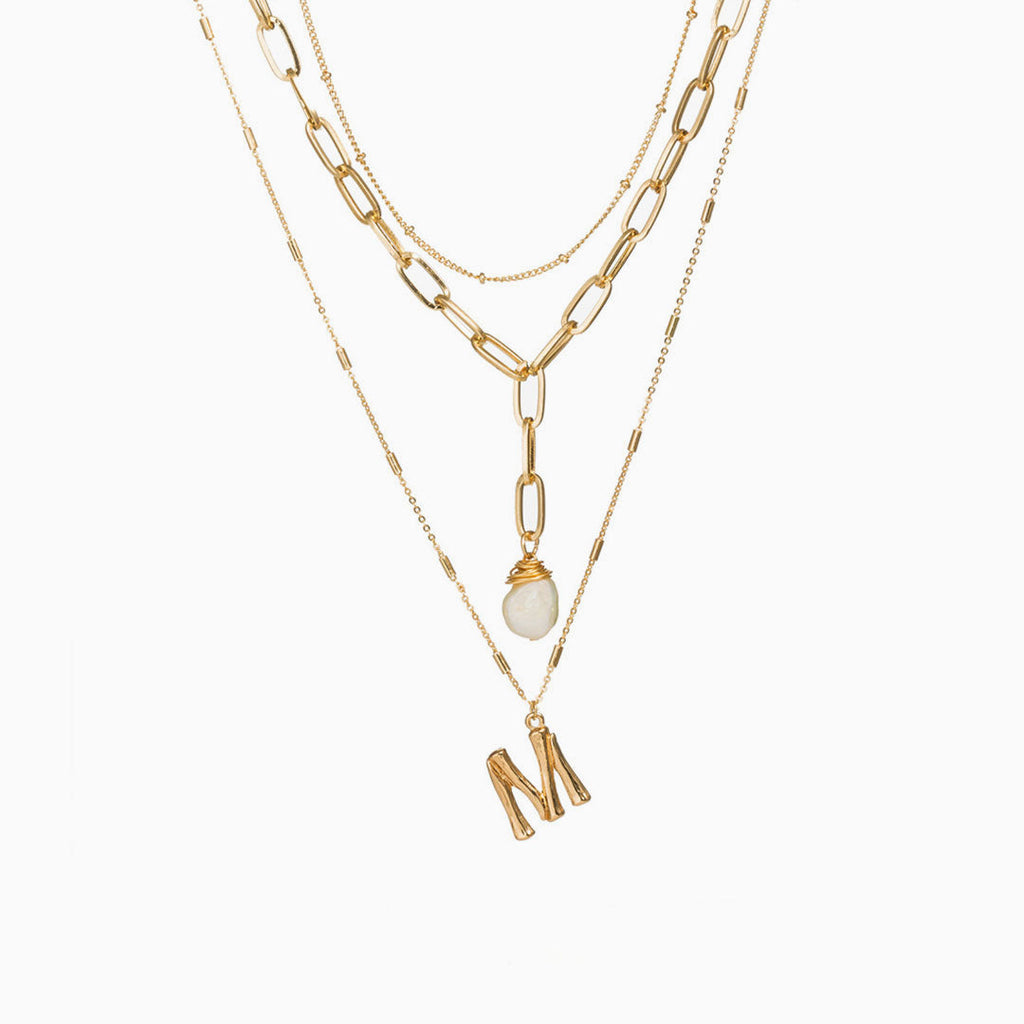 Boho Gold Plated Charm Pendant Layered Necklace