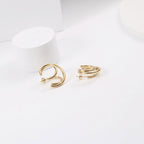 Gold Tone Triple Circle Double Hoop Earrings