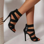 Gold Sexy Strange High Heels Gladiator Narrow Band Square ToeBuckle Strap Wedding Banquet Pumps High Heel