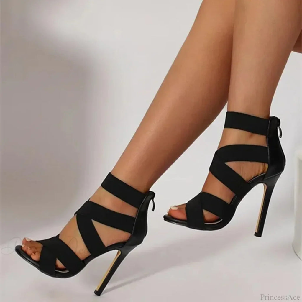 Gold Sexy Strange High Heels Gladiator Narrow Band Square ToeBuckle Strap Wedding Banquet Pumps High Heel